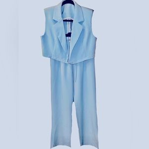 #1- Unbranded Light Blue Vest and Pants Set, Size Med